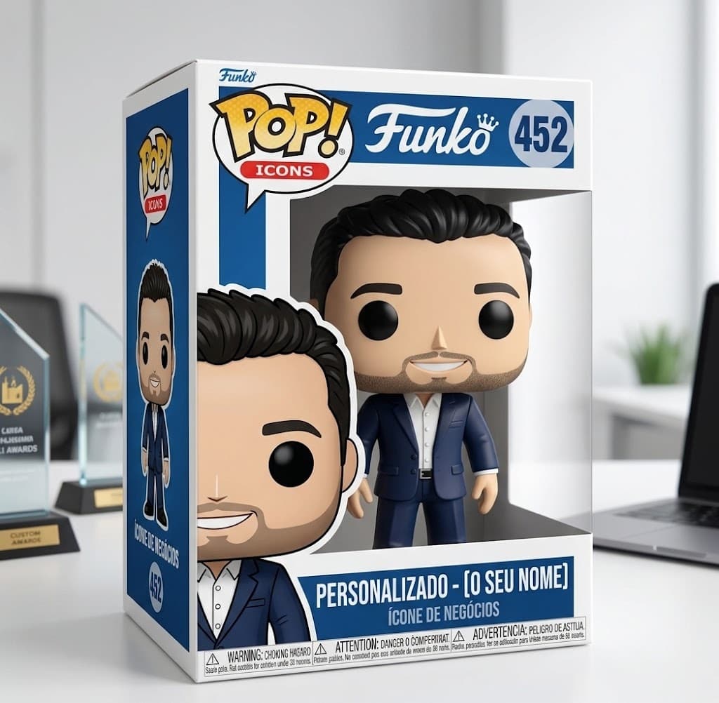 Boneco Funko Pop Personalizado Branco Minimalista