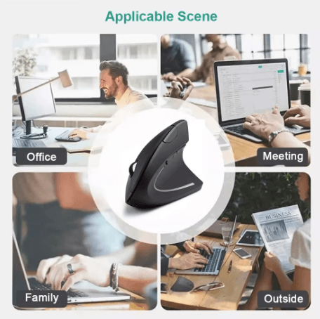 Mouse Ergonômico Sem Fio 2.4GHz Óptico com 3 DPI