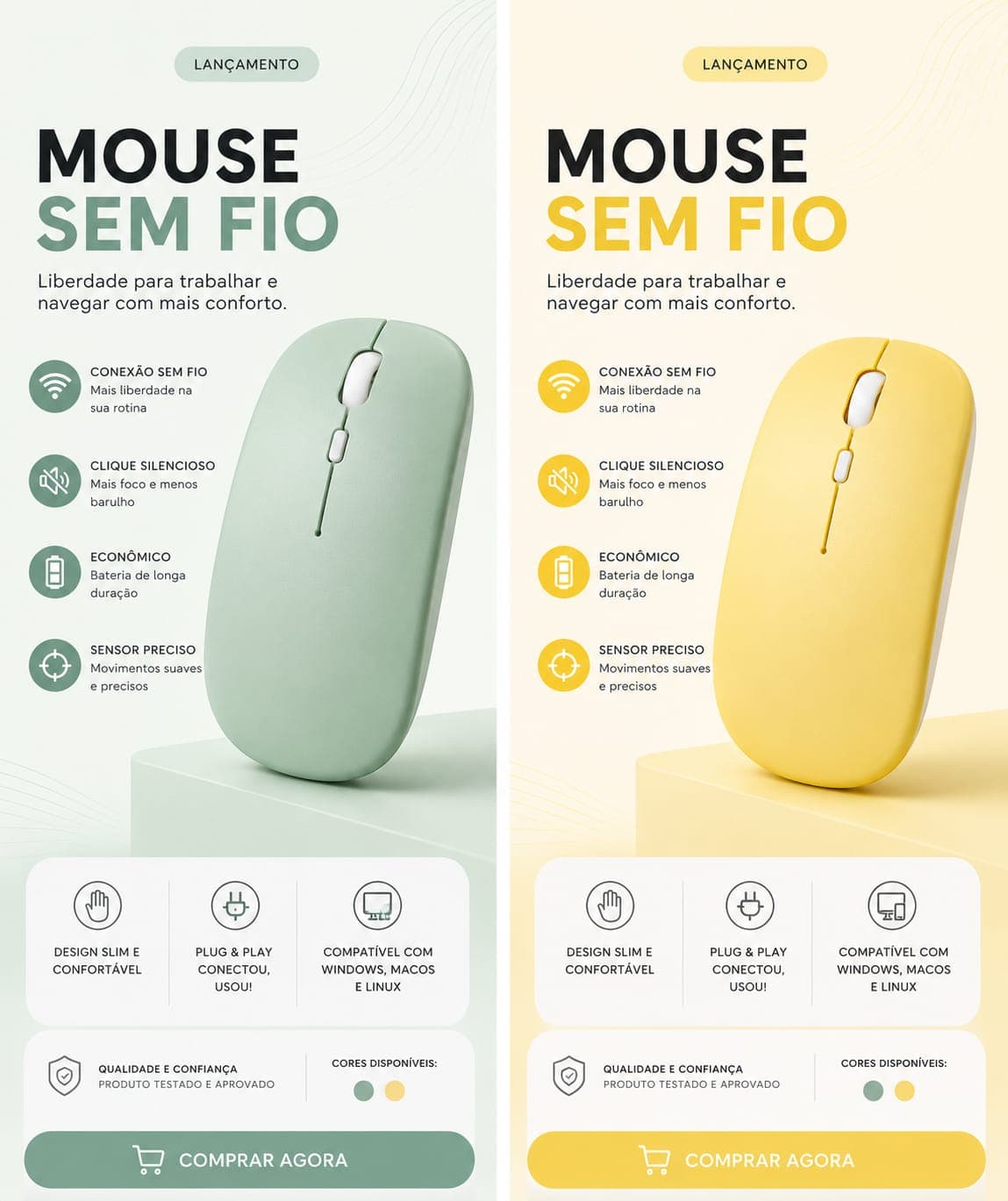 Mouse Sem Fio Slim Silent Innoveda