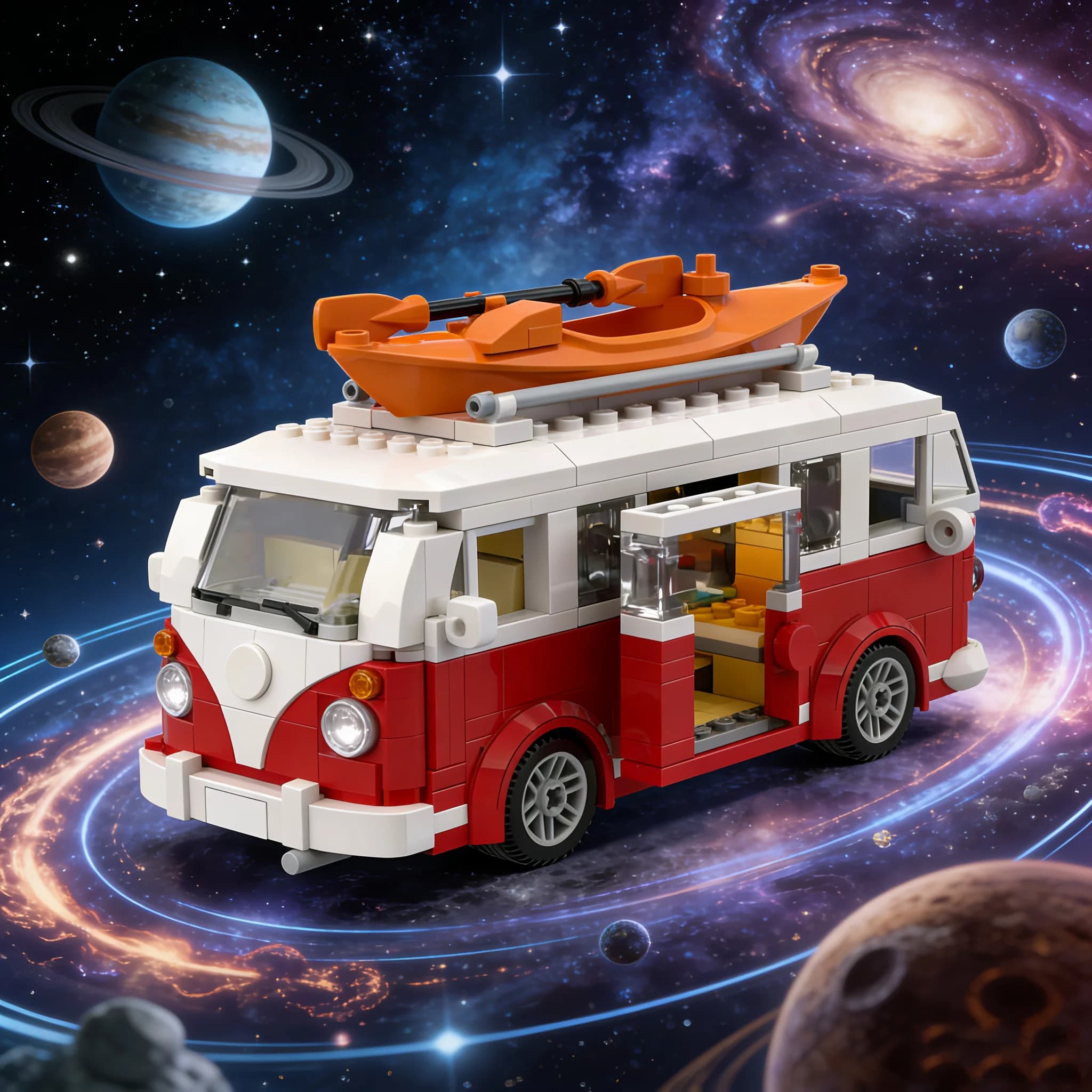 Blocos de Montar Kombi Clássica T1 Camper Van MOC Retrô